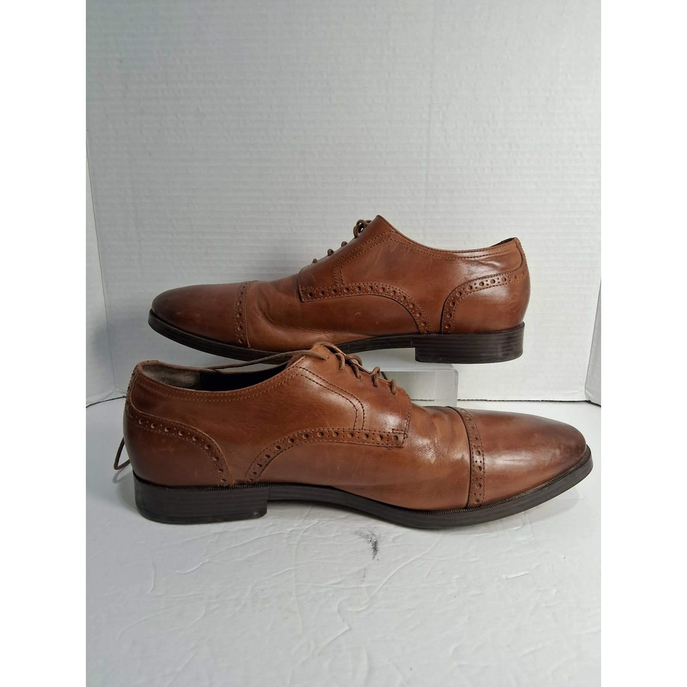 Cole Haan Mens Cap Toe Oxford Dress Shoes Brown Leather Lace Up Size 11.5 M READ - Picture 2 of 8